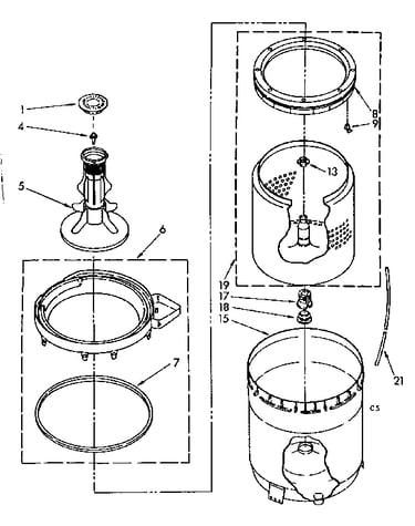 Agitator, basket and tub parts