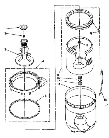 Agitator, basket and tub
