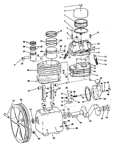Flywheel and crankcase assembly