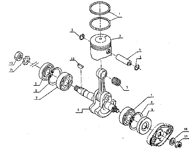 Piston and crankshaft