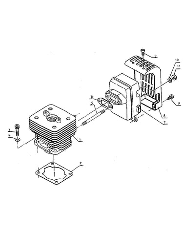 Cylinder and muffler