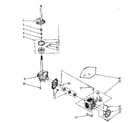 Kenmore 11081361850 brake, clutch, gearcase, motor and pump parts diagram