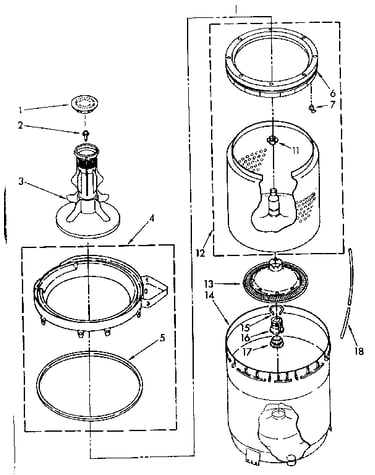 Agitator, basket and tub