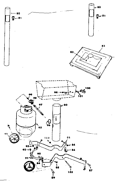 Post, patio base and cart