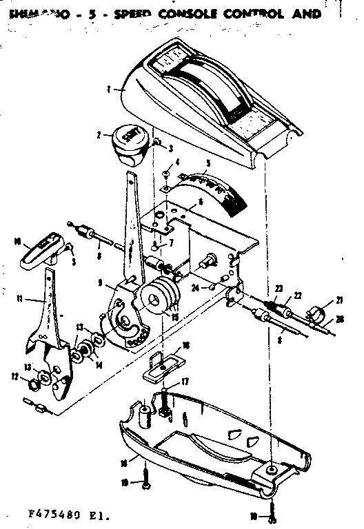 Shimano-5-speed console control & parking-brake
