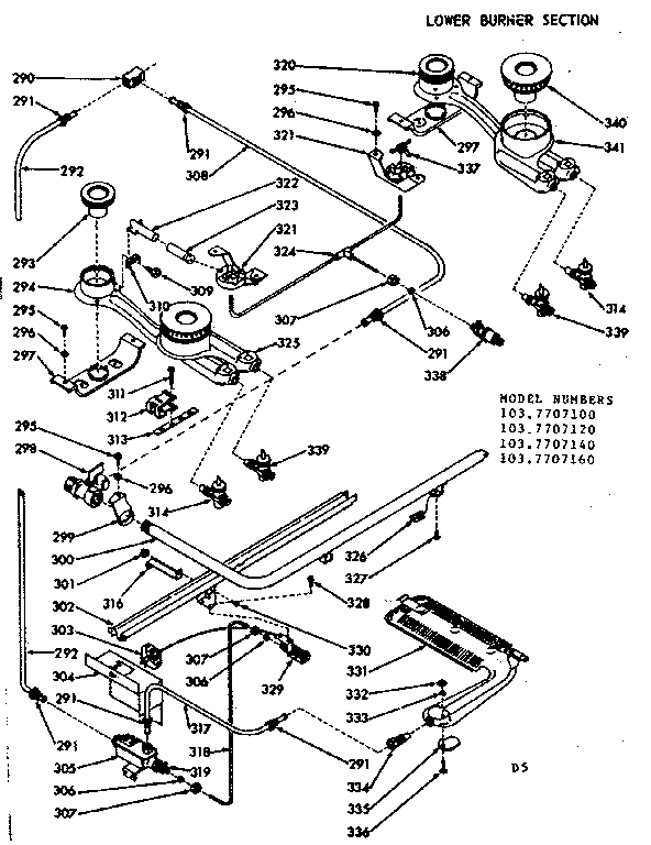 Lower burner section