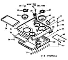 Kenmore 1039177211 main top section, pan & ring kit diagram