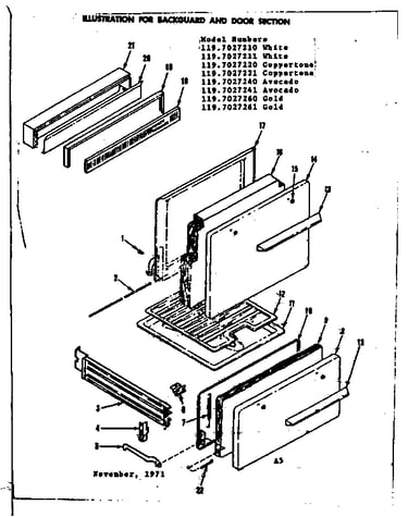 Backguard and door section
