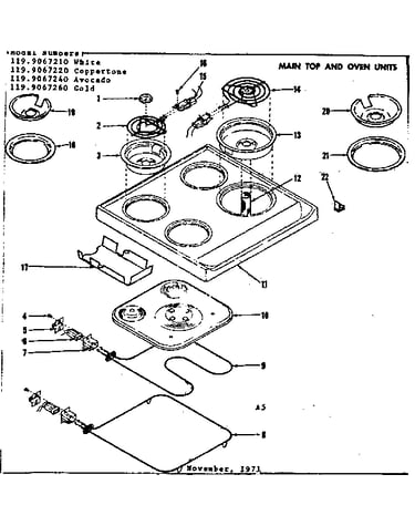 Main top and oven units