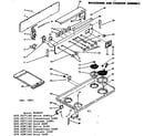 Kenmore 6286277120 backguard and cooktop assembly diagram