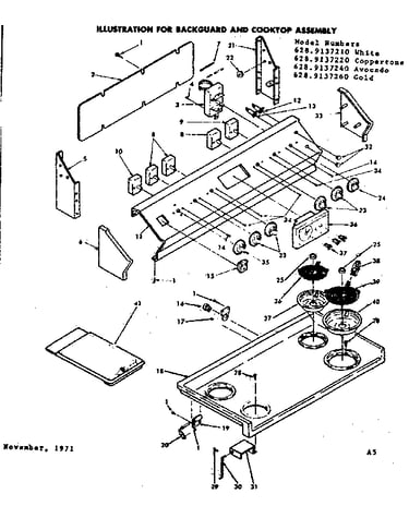 Backguard and cooktop assembly