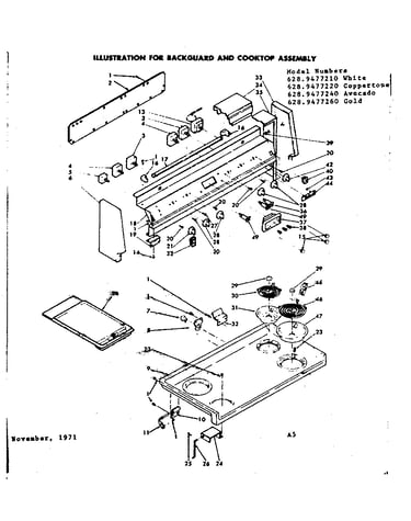 Backguard and cooktop assembly