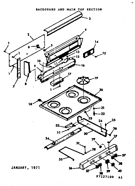 Backguard and main top section