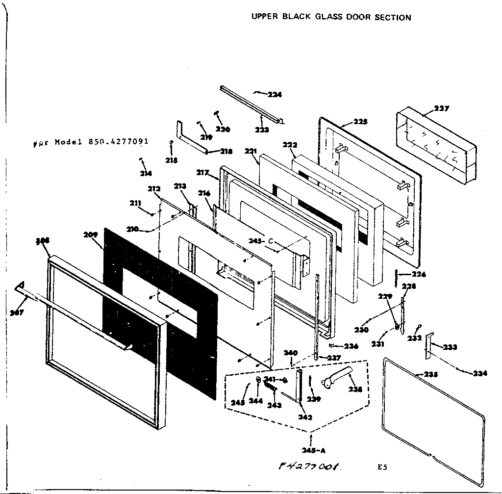 Upper black glass door section