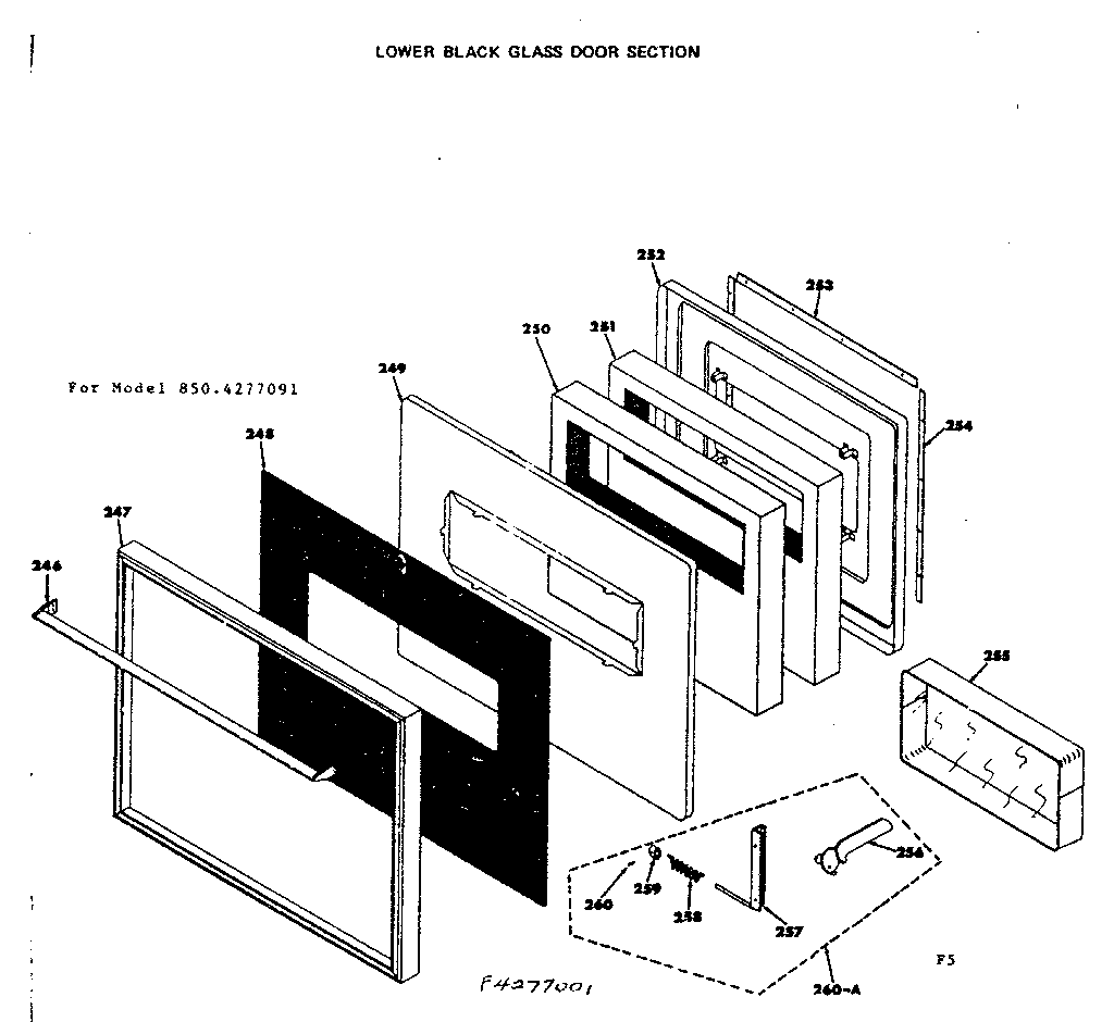 Lower black glass door section