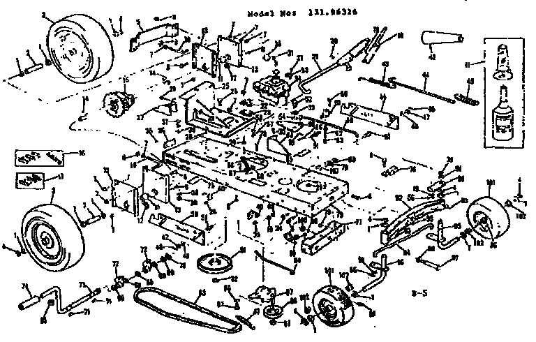 MAIN FRAME AND WHEEL ASSEMBLY