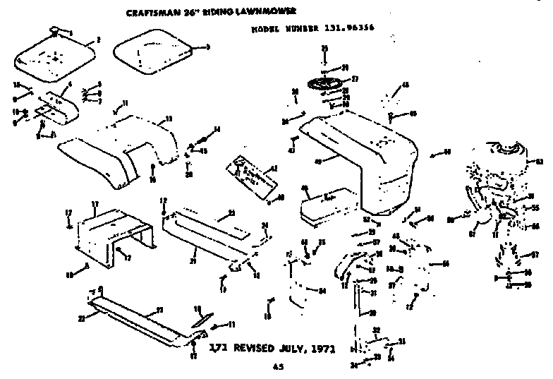 Grill, seat, and engine