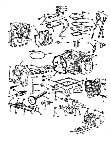 Cylinder, crankshaft and engine base group