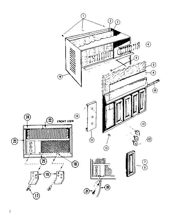 Cabinet and front panel parts