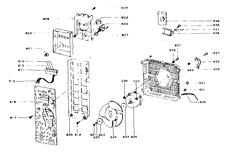 Controller fan motor assembly control panel assembly