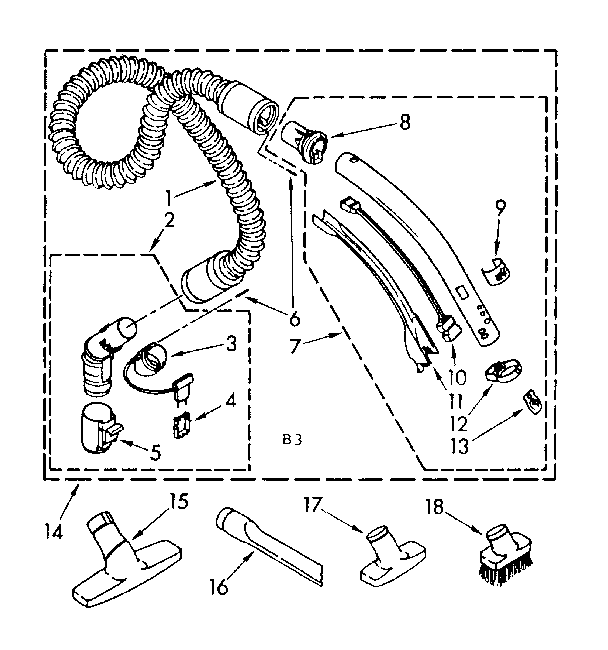 Hose and attachment parts