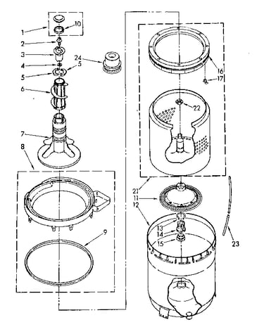 Agitator, basket and tub parts