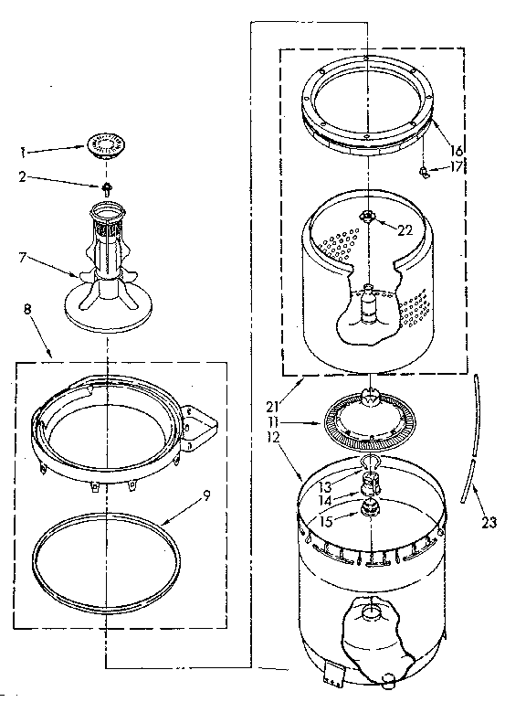 Agitator, basket and tub parts