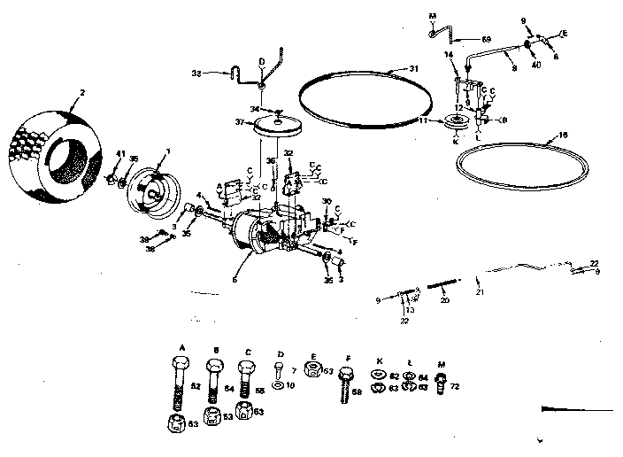Transmission and rear wheel