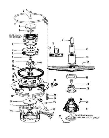 Motor, heater, and spray arm