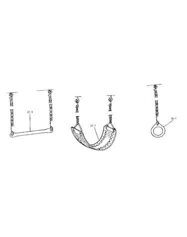 Trapeze bar, swing, & gym rope assembly