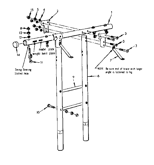 Top bar and leg assembly