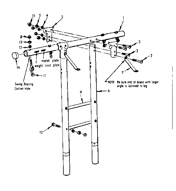 Top bar and leg assembly