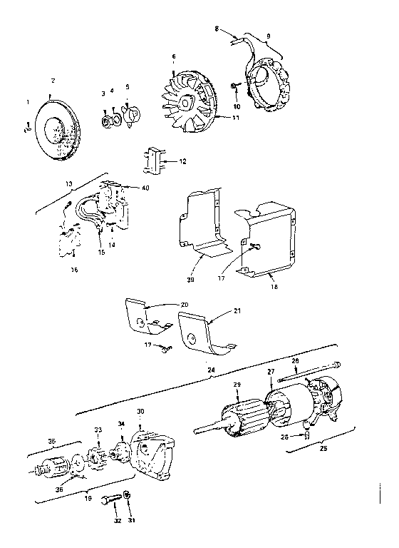 Alternator and starter motor group