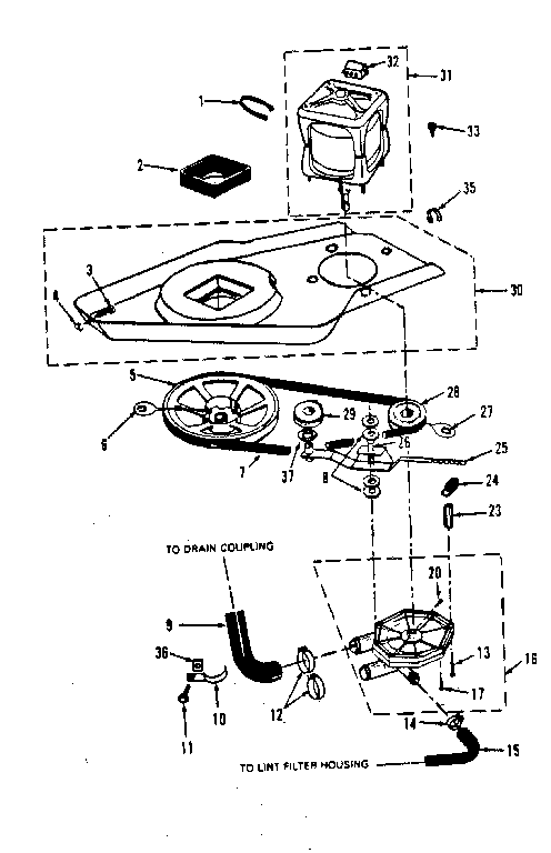 Washer drive system, pump