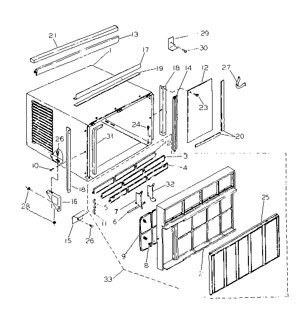 Cabinet and front panel parts