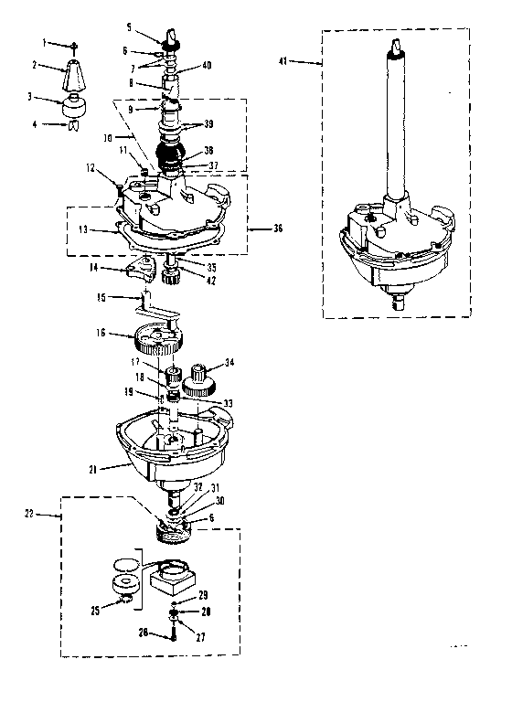 Transmission, water seal, lower bearing asmy.