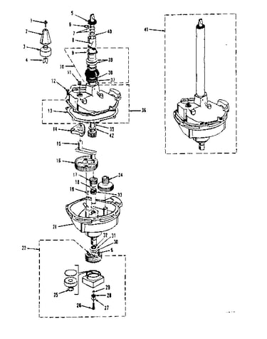 Transmission, water seal, lower bearing asmy.