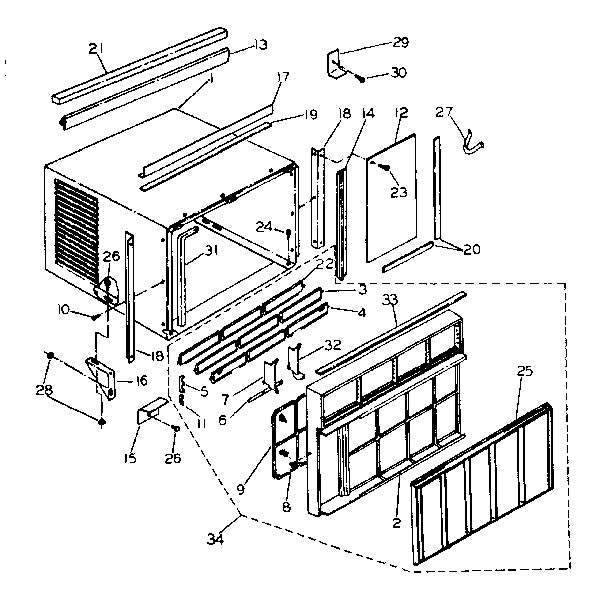 Cabinet and front panel parts