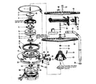 Kenmore 587703000 motor, heater, and spray arm details diagram
