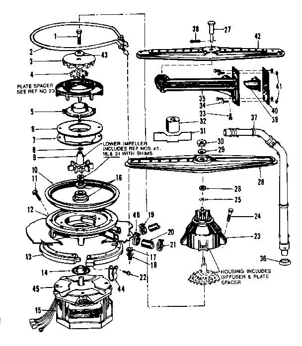 Motor, heater, and spray arm details