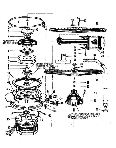 Motor, heater, and spray arm details