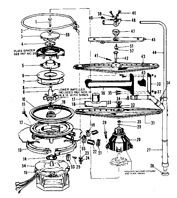 Motor, heater, and spray arm details