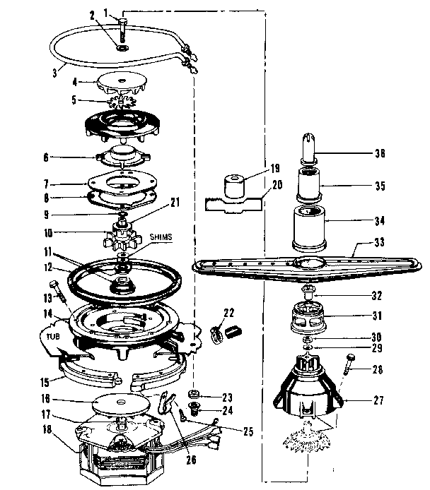 Motor, heater, and spray arm details