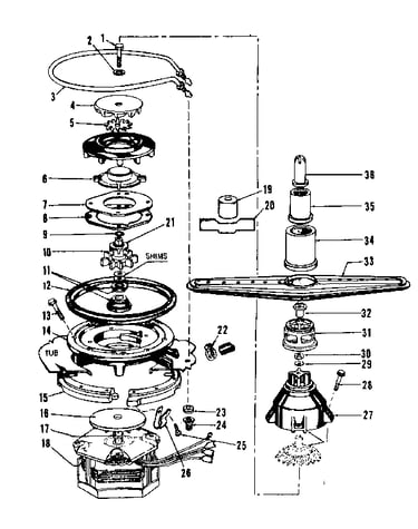 Motor, heater, and spray arm details