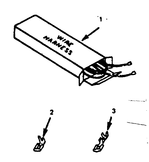 Illustration and parts list for wire harnesses and component