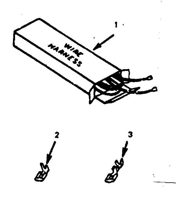 Illustration and parts list for wire harnesses and component