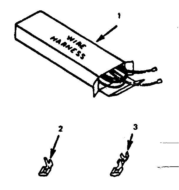 Illustration and parts list for wire harnesses and component