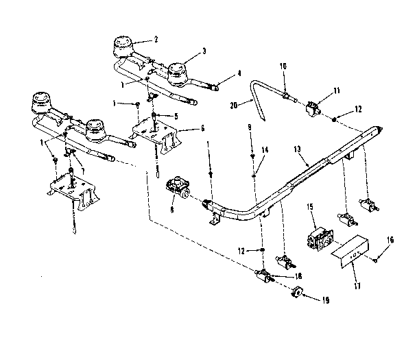 Parts list for top burner section
