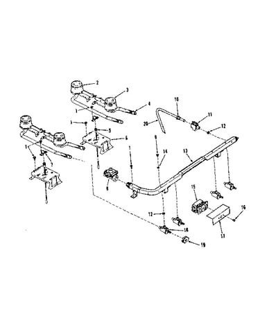 Parts list for top burner section