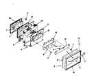 Kenmore 9117398611 illustration and parts list for oven door section diagram